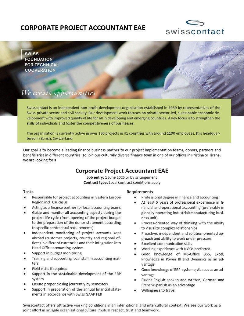 Corporate Project Accountant EAE